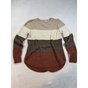 Pink Clover Womens Colorblock Knit Sweater Tan,Brown & Rust Sz Medium